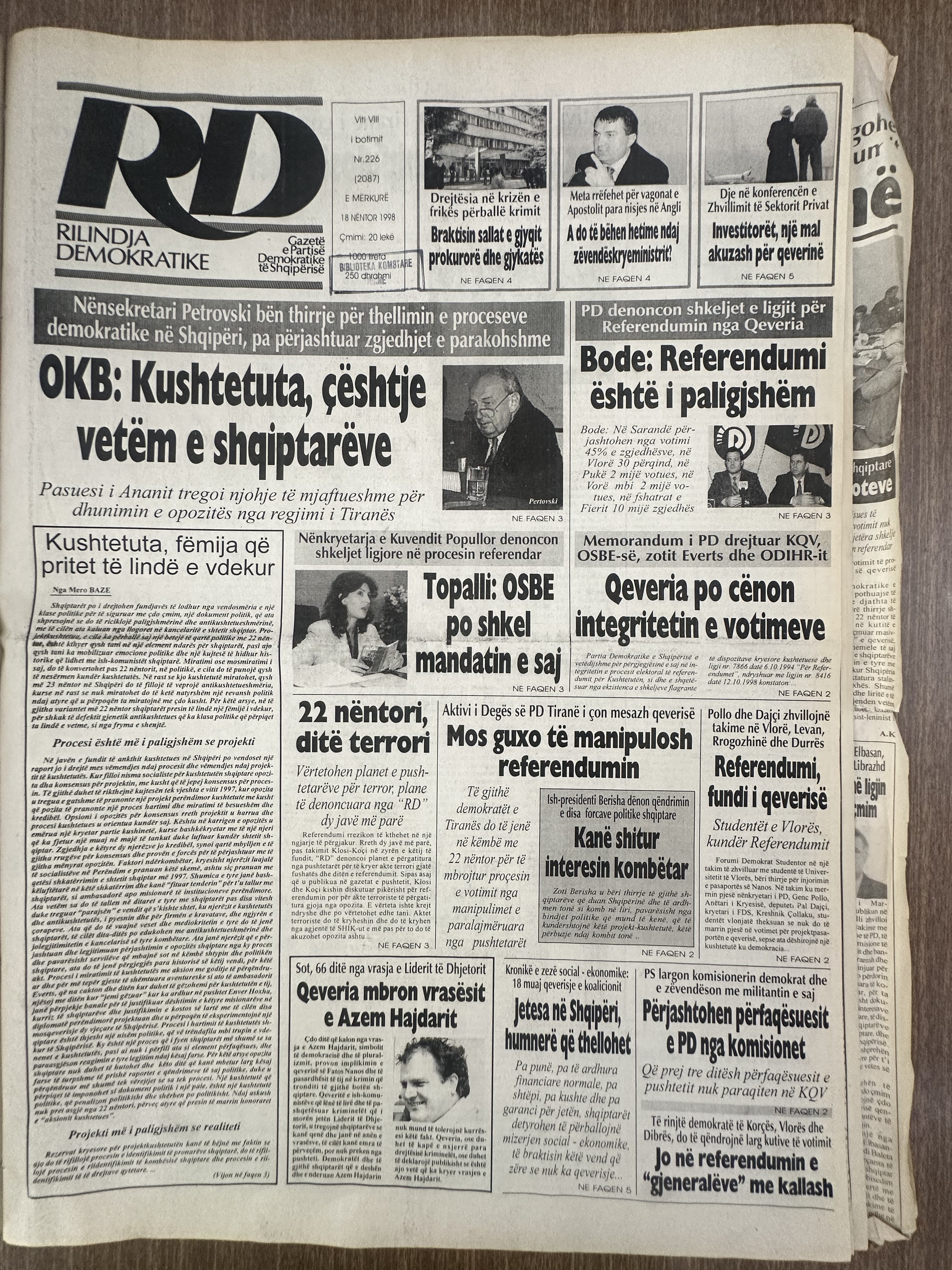 Rilindja Demokratike 1998-11-18